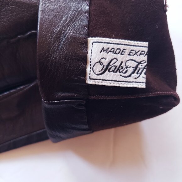 Saks Fifth Avenue Italian Leather Unlined Brown Driving Gloves - Picture 7 of 9